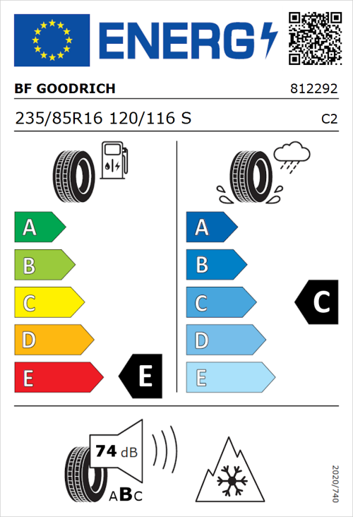 Tyre Label for BF Goodrich All-Terrain T/A KO3 235/85R16 120/116S