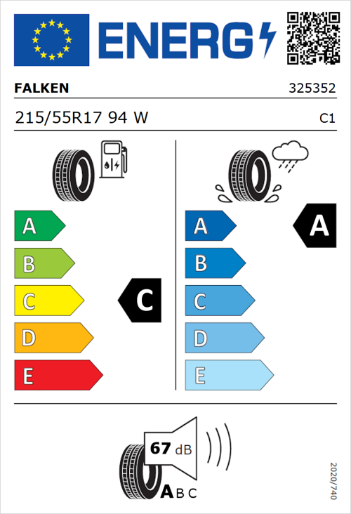 Tyre Label for Falken Ziex ZE914 Ecorun 215/55R17 94W